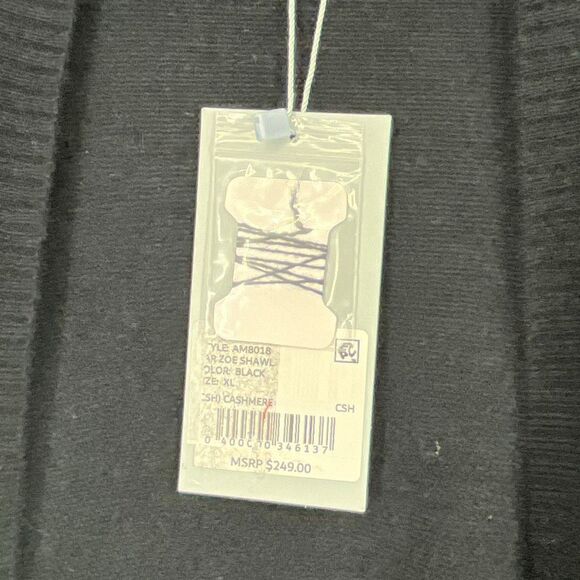 NWT ANTONIO MELANI Cashmere Zoe Cardigan Sweater Women's XL Black Open Shawl New - Picture 5 of 12